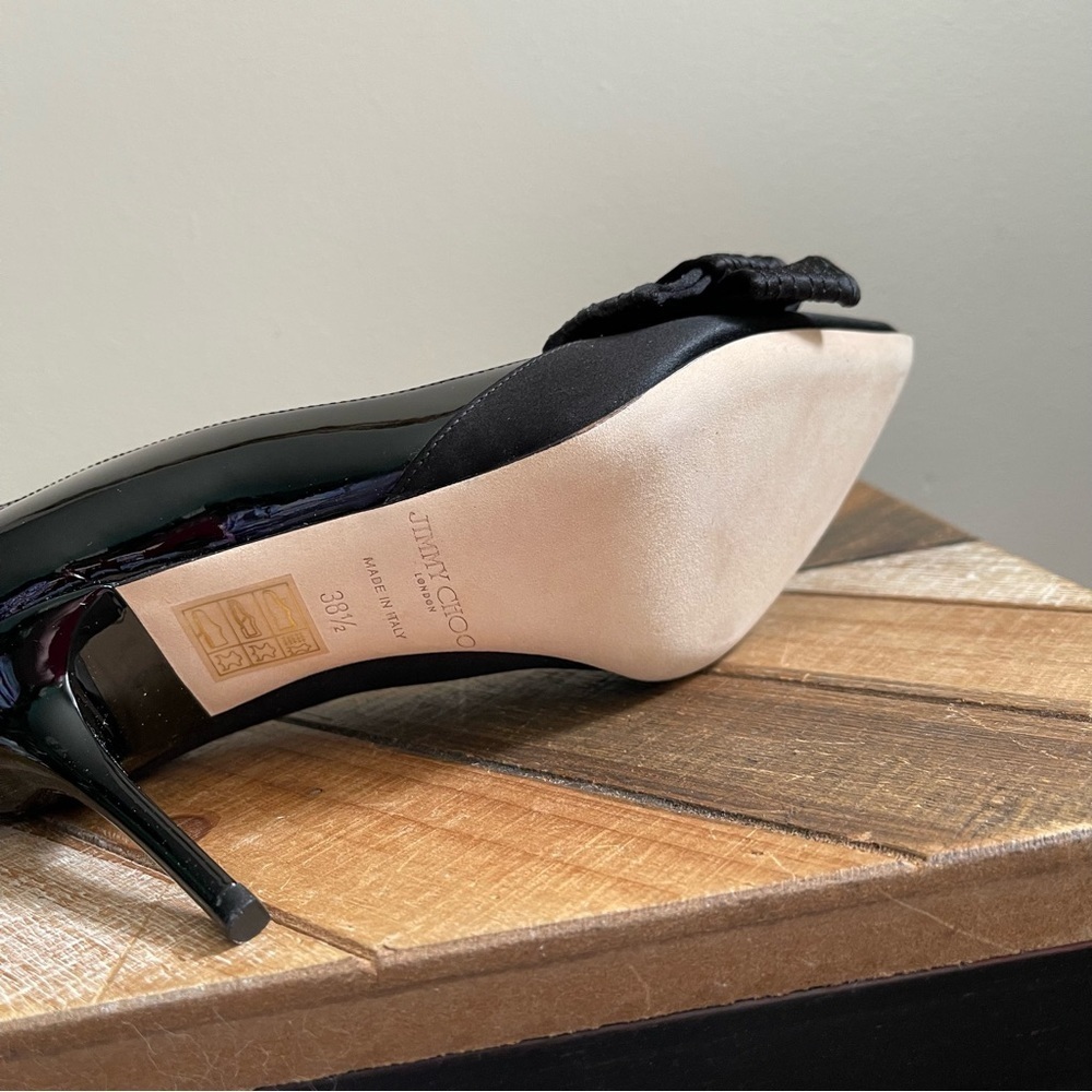 Jimmy Choo-Fitz Satin Patent Pump - Picture 7 of 12